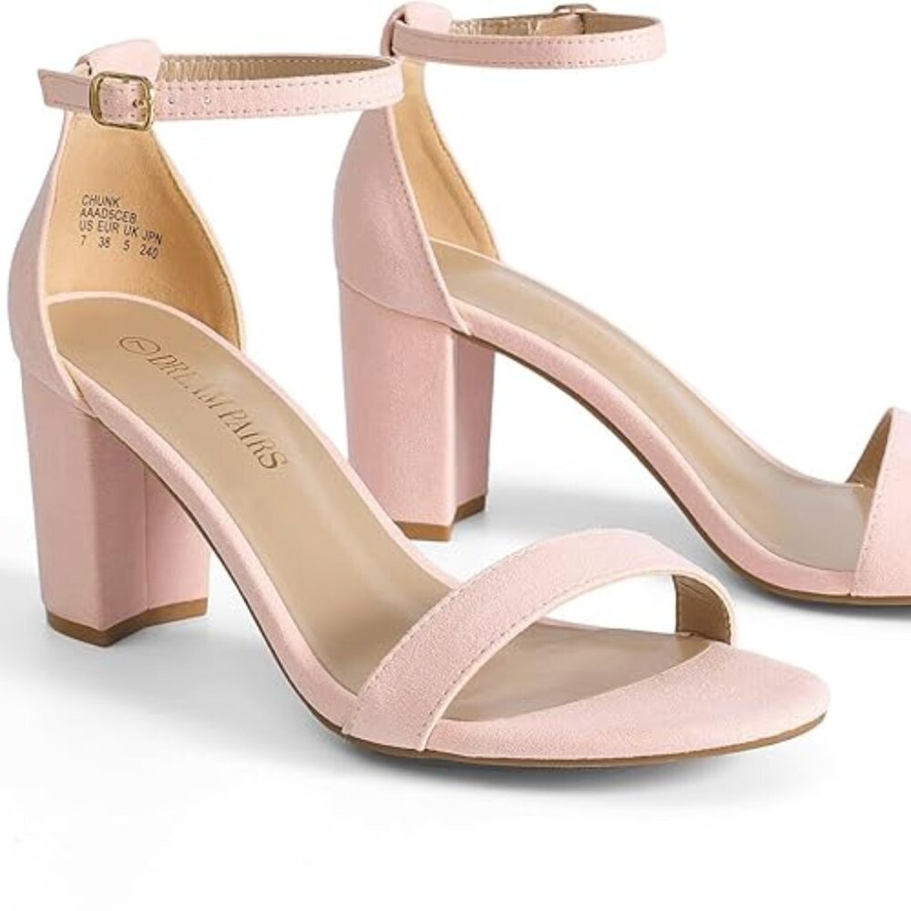 New Dream Pairs Light Pink Block Heels - Picture 5 of 5